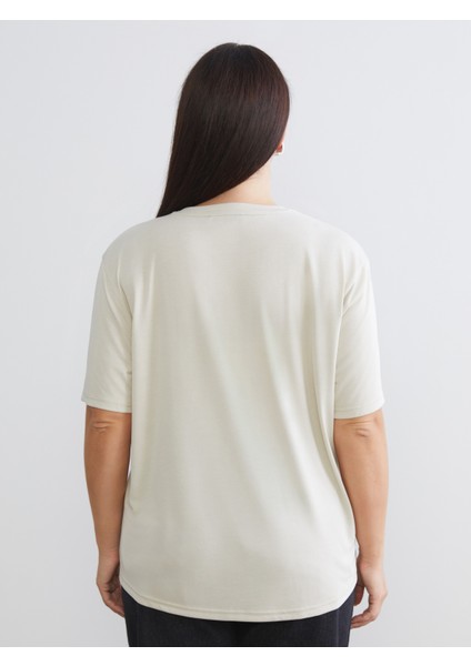 Büyük Beden Bisiklet Yaka Kadın Tişört 2'li