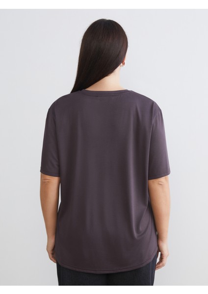 Büyük Beden Bisiklet Yaka Kadın Tişört 2'li