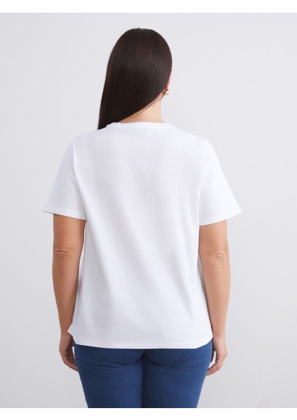 Büyük Beden Bisiklet Yaka Kadın Tişört 2'li