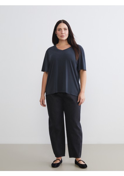 Büyük Beden V Yaka Kadın Tişört 2'li modelleri