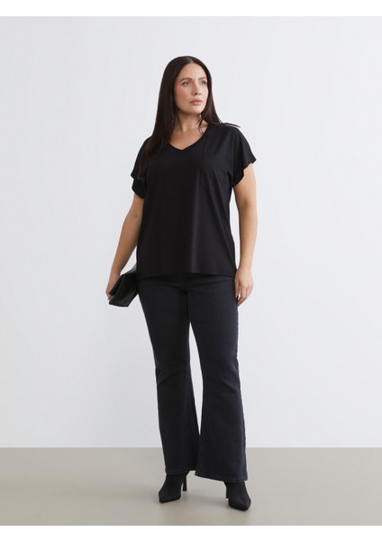 Büyük Beden V Yaka Kadın Tişört fiyatları