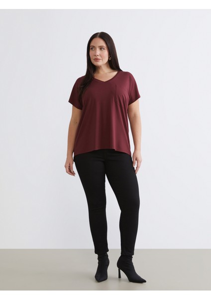 Büyük Beden V Yaka Kadın Tişört fiyatları