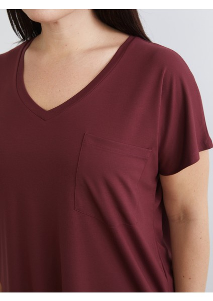 Büyük Beden V Yaka Kadın Tişört modelleri