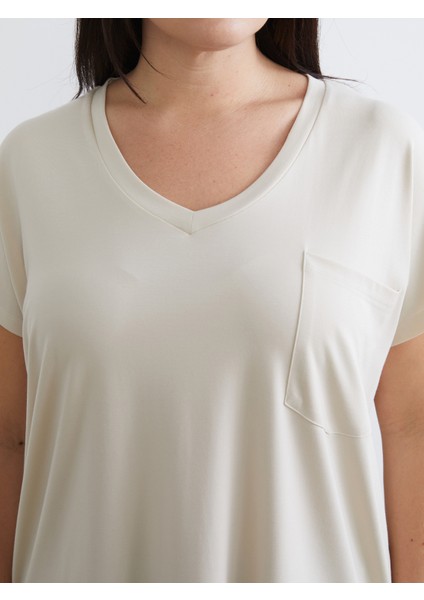 Büyük Beden V Yaka Kadın Tişört modelleri