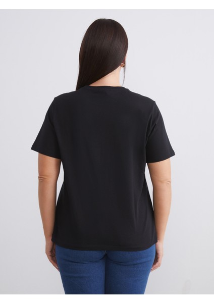 Büyük Beden Bisiklet Yaka Kadın Tişört 2'li