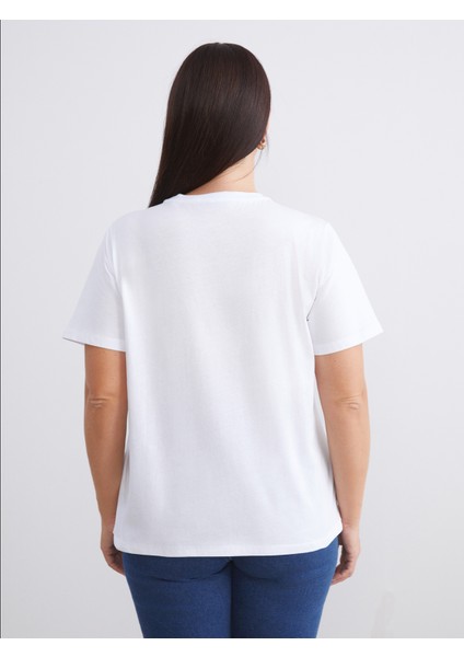 Büyük Beden Bisiklet Yaka Kadın Tişört 2'li