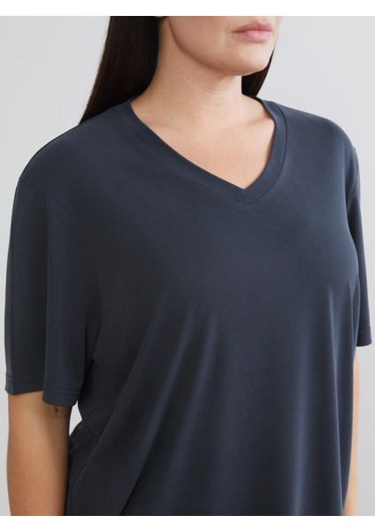 Büyük Beden V Yaka Kadın Tişört 2'li