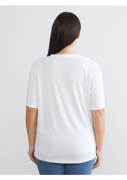 Büyük Beden V Yaka Kadın Tişört 2'li