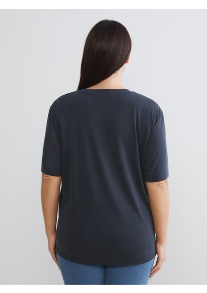 Büyük Beden V Yaka Kadın Tişört 2'li