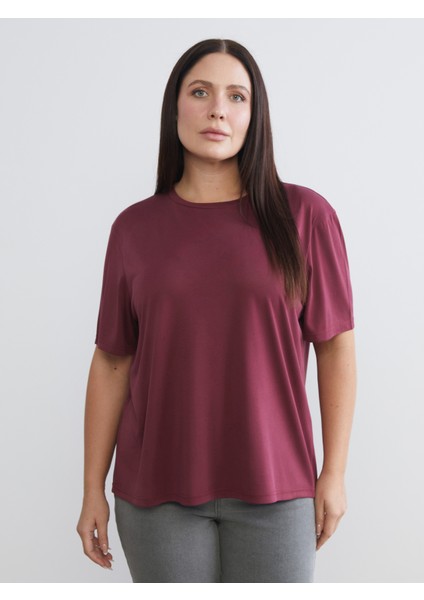 Büyük Beden Bisiklet Yaka Kadın Tişört 2'li fiyatları