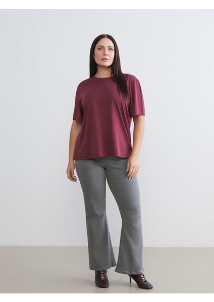 Büyük Beden Bisiklet Yaka Kadın Tişört 2'li fırsatları