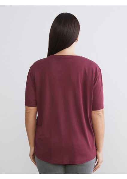 Büyük Beden Bisiklet Yaka Kadın Tişört 2'li