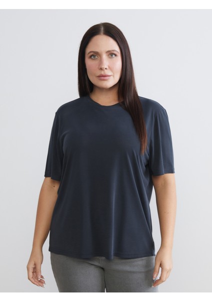 Büyük Beden Bisiklet Yaka Kadın Tişört 2'li fiyatları