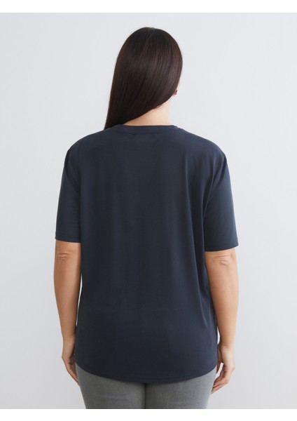 Büyük Beden Bisiklet Yaka Kadın Tişört 2'li