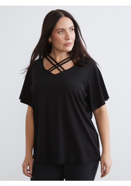 Büyük Beden V Yaka Kadın Tişört