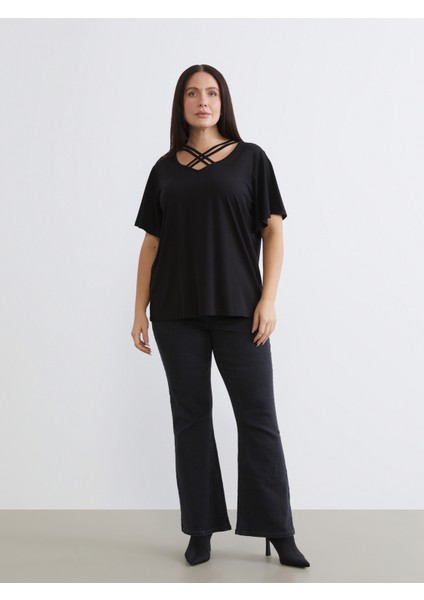 Büyük Beden V Yaka Kadın Tişört fiyatları