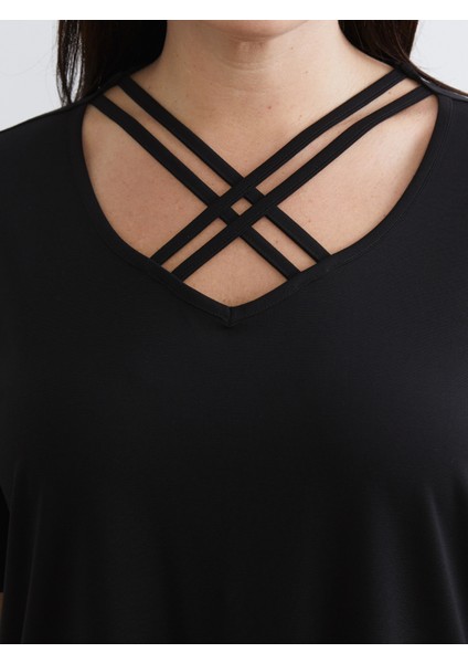 Büyük Beden V Yaka Kadın Tişört modelleri