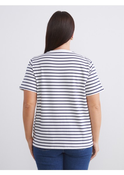 Büyük Beden Çizgili Kadın Tişört 2'li