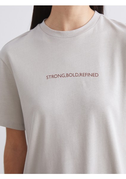 Bisiklet Yaka Baskılı Oversize Kadın Tişört 2'li