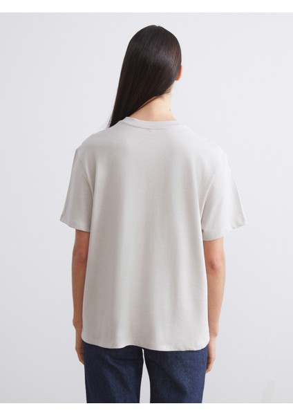 Bisiklet Yaka Baskılı Oversize Kadın Tişört 2'li