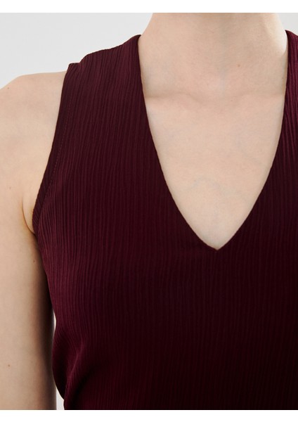 V Yaka Dokulu Kuşaklı Elbise modelleri