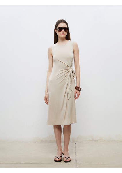 Bisiklet Yaka Büzgülü Elbise