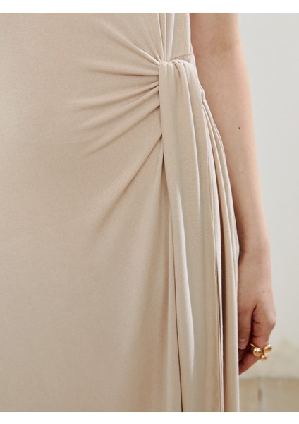 Bisiklet Yaka Büzgülü Elbise