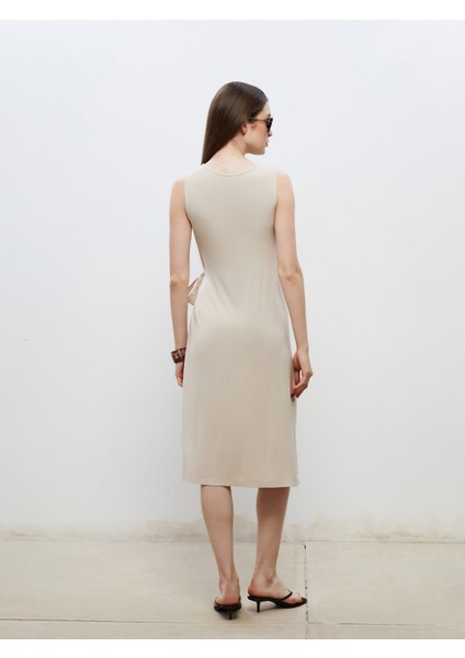 Bisiklet Yaka Büzgülü Elbise