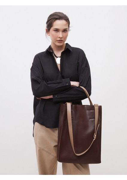 Deri Görünümlü Kadın Kol Çantası