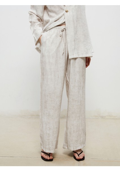 Beli Lastikli Keten Karışımlı Kadın Pantolon fiyatları