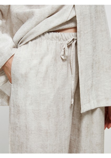 Beli Lastikli Keten Karışımlı Kadın Pantolon modelleri