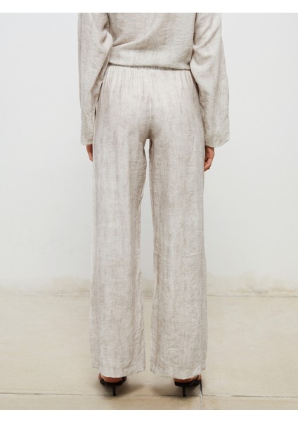 Beli Lastikli Keten Karışımlı Kadın Pantolon fırsatları