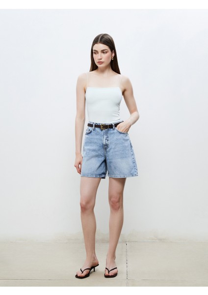 Loose Fit Kadın Jean Şort