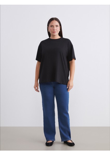 Büyük Beden Bisiklet Yaka Oversize Kadın Tişört fiyatları