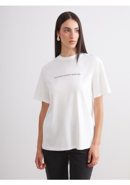 Bisiklet Yaka Baskılı Oversize Kadın Tişört 2'li fiyatları