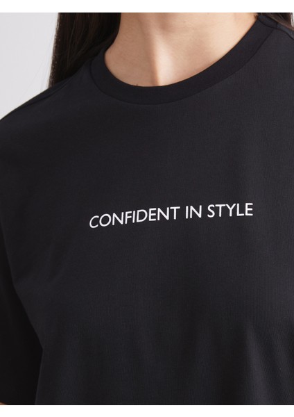 Bisiklet Yaka Baskılı Oversize Kadın Tişört 2'li indirimleri