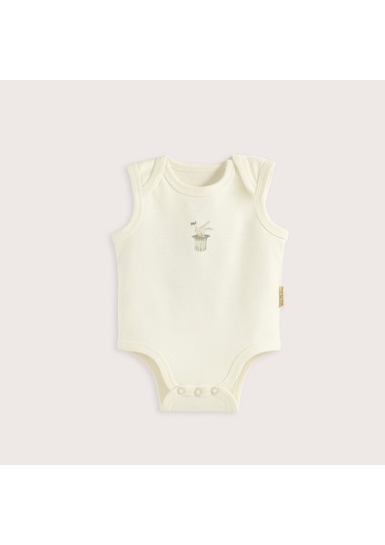 Cute Circus Baskılı Kolsuz Body Ekru