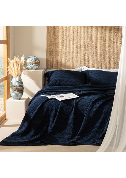 Ludas Yatak Örtüsü Seti 280X260 cm Marin Mavi