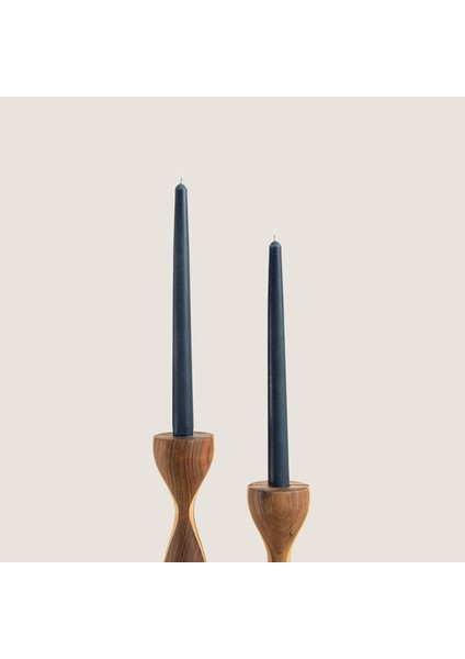 2 Li Şamdan Mumu 25 cm Marin Mavi