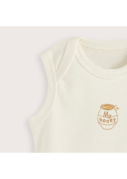 Happy Bee Basklı Kolsuz Body Ekru modelleri