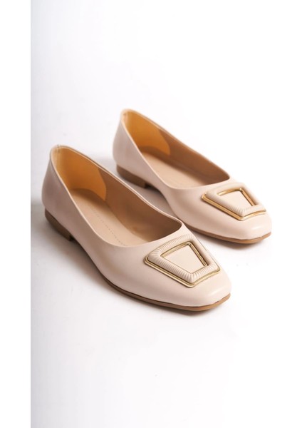 Kaylee Bağcıksız Ortopedik Rahat Taban Toka Detaylı Kadın Babet Ayakkabı Ckt - Krem fırsatları