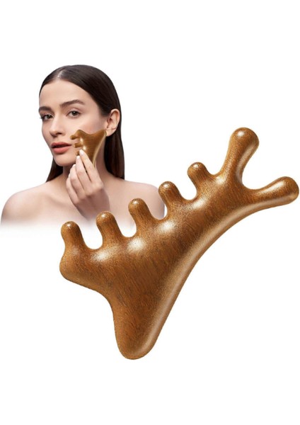 Sandal Ağacı Gua Sha, Masaj Aleti Yüz & El & Tüm Vücut & Saç Bakım No:4