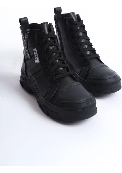 Amber Bağcıklı Fermuarlı Ortopedik Taban Kadın Bot Cst - Siyah fırsatları