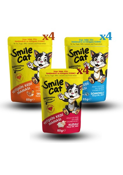 Cat Pouch Mix 12 Adet x 85 Gr. Kuzu/somon/tavuklu fiyatları