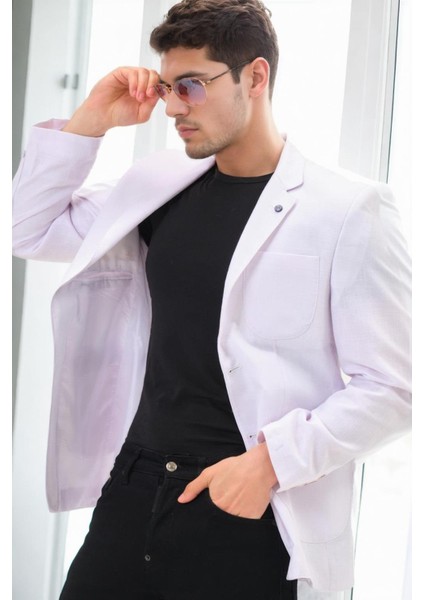 C5059 Dewberry Erkek Ceket-Beyaz