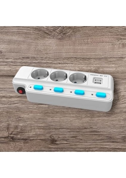 Akım Korumalı 2500W 10 Amper 3 Lü Priz 1.5 Metre Uzatma Kablosu Çoklu Priz 2 USB Çocuk Korumalı fiyatları