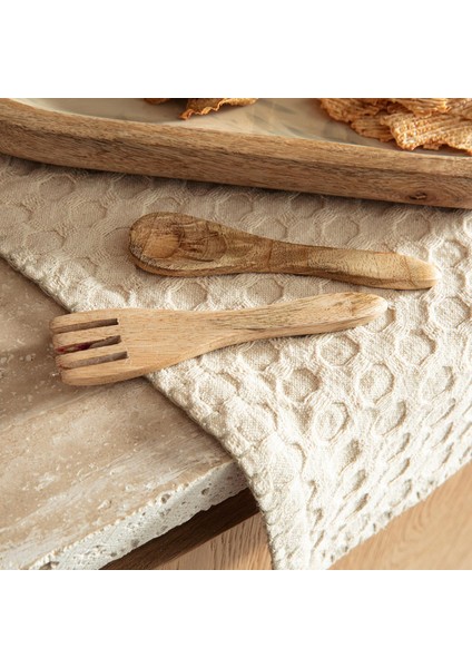 Destını Mutfak Havlusu ve Çatal Kaşık Seti Natural fiyatları