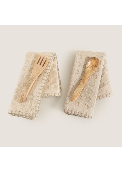 Destını Mutfak Havlusu ve Çatal Kaşık Seti Natural modelleri