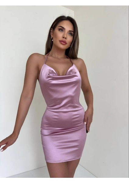 Mtxdpn Kadın Boyundan Ince Askılı Elbise S3585 Pembe (Beden: S) fırsatları