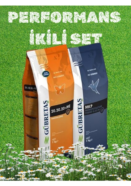 Ikili Set Bitki Çiçek Ağaç Bakım Gübre Seti 20.20.20+Me 1 kg + 0.52.34 Mkp 1 kg